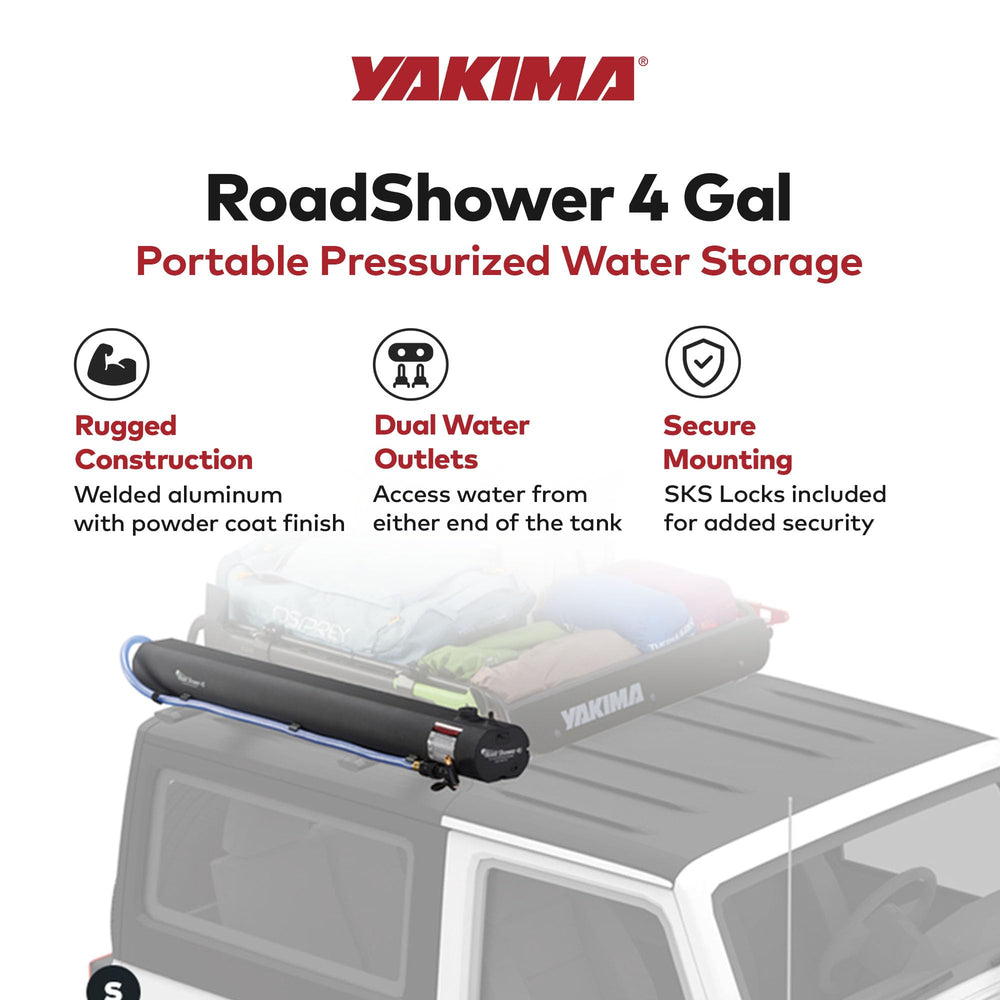 Yakima RoadShower aluminum-robust-build shows a durable exterior.