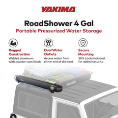 Yakima RoadShower aluminum-robust-build shows a durable exterior.