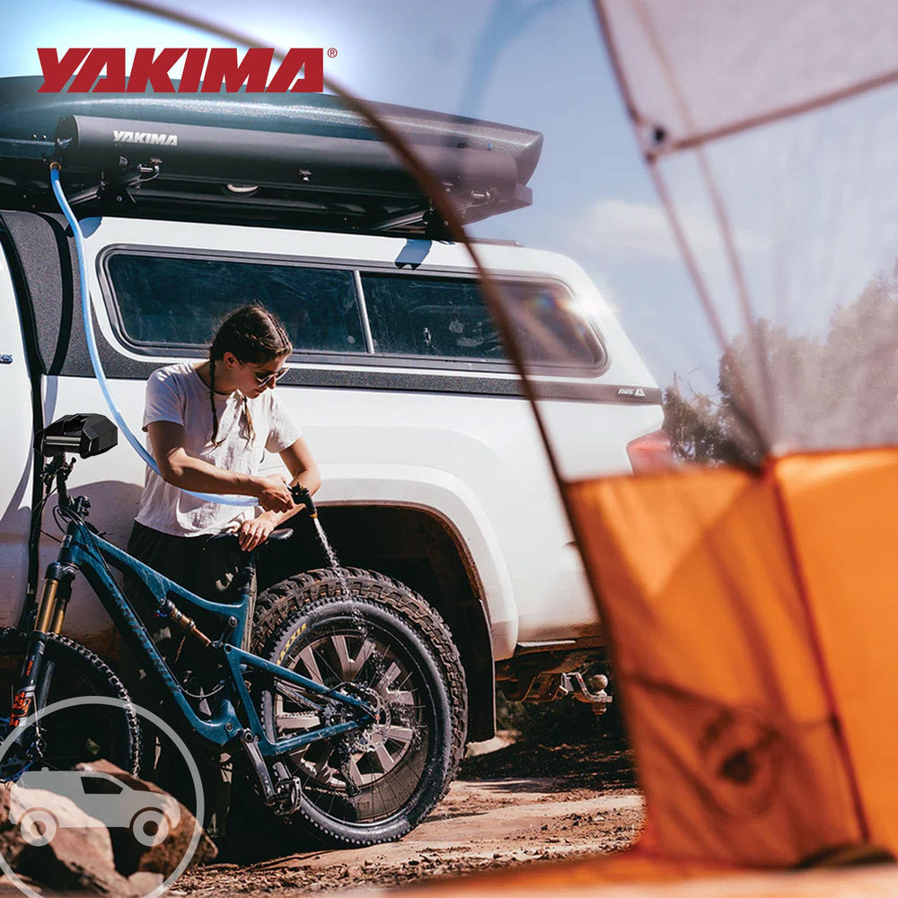 Yakima RoadShower universally compatible with crossbars and roof racks.