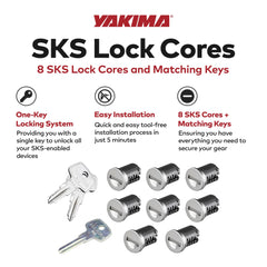 Close-up of Yakima SKS cores showing steel construction and key access
