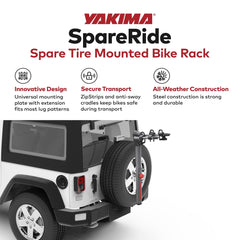 Yakima SpareRide anti-sway cradle reduces bike movement during transport