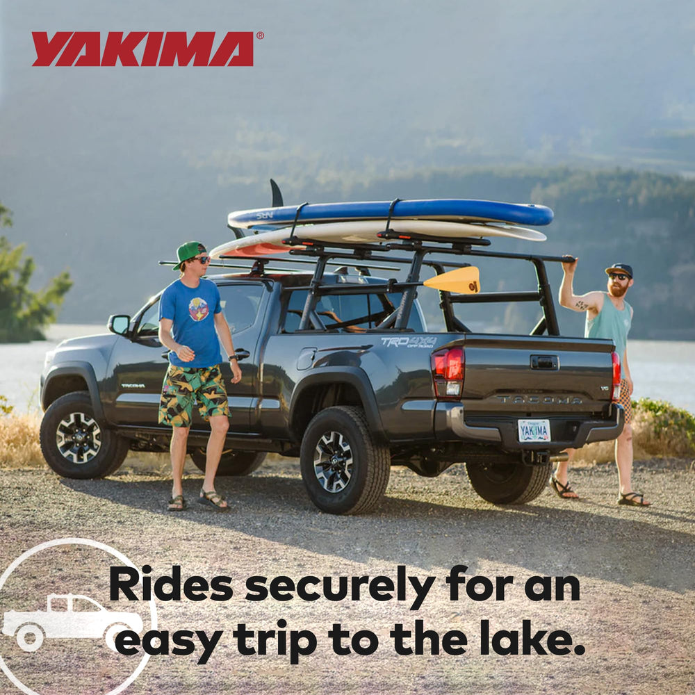 Yakima SupDawg fits round, aero, factory and square crossbars for versatile mounting.