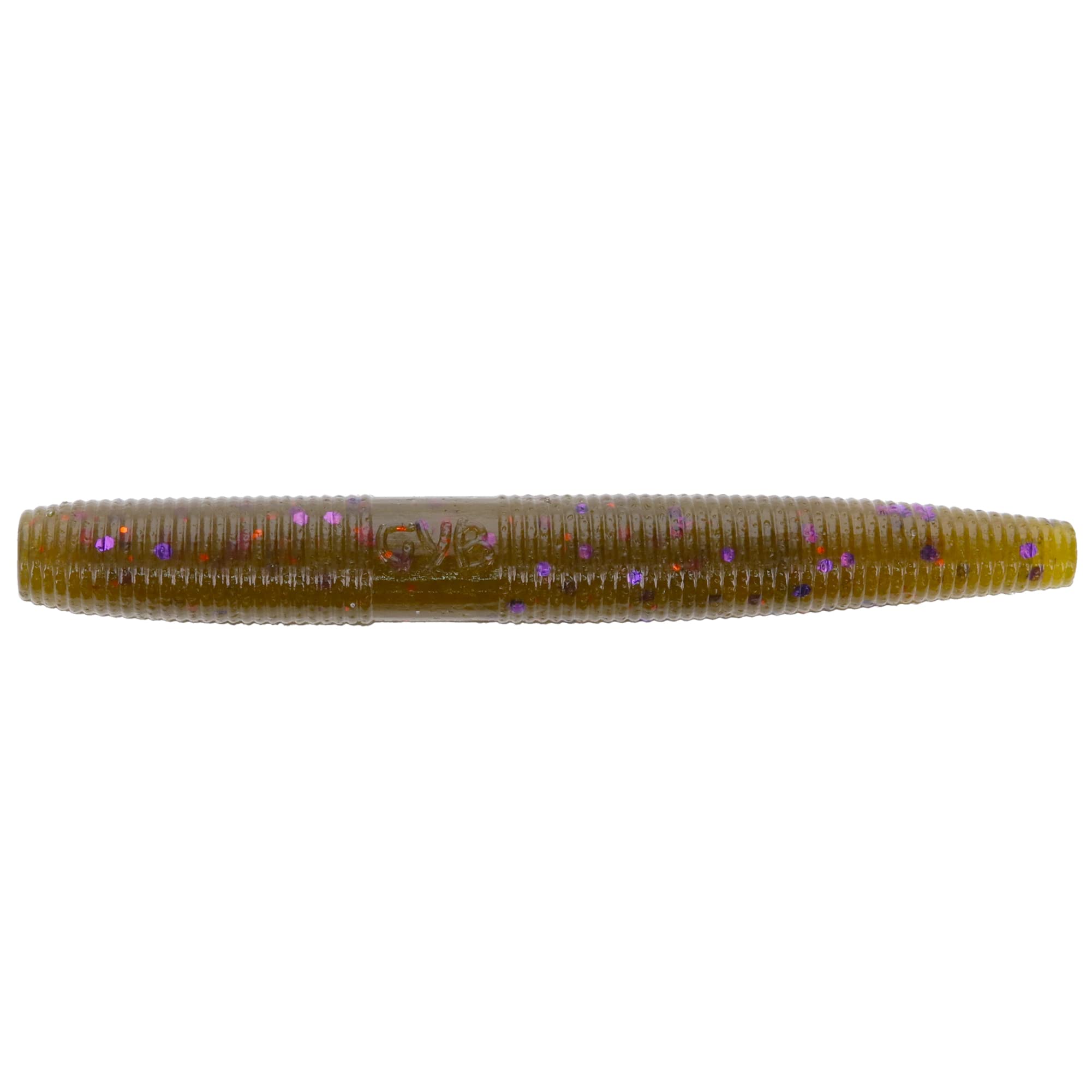 Yamamoto 3in Fat Senko in green pumpkin with purple copper flakes, ideal for versatile rigs.