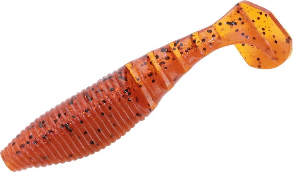 Yamamoto 4in Paddle Tail Zako Fire Craw lure ready to pair with jigs