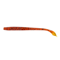 Yamamoto 5-inch Kut Tail Worm in pumpkin-black-green, ideal for finesse bass rigs.