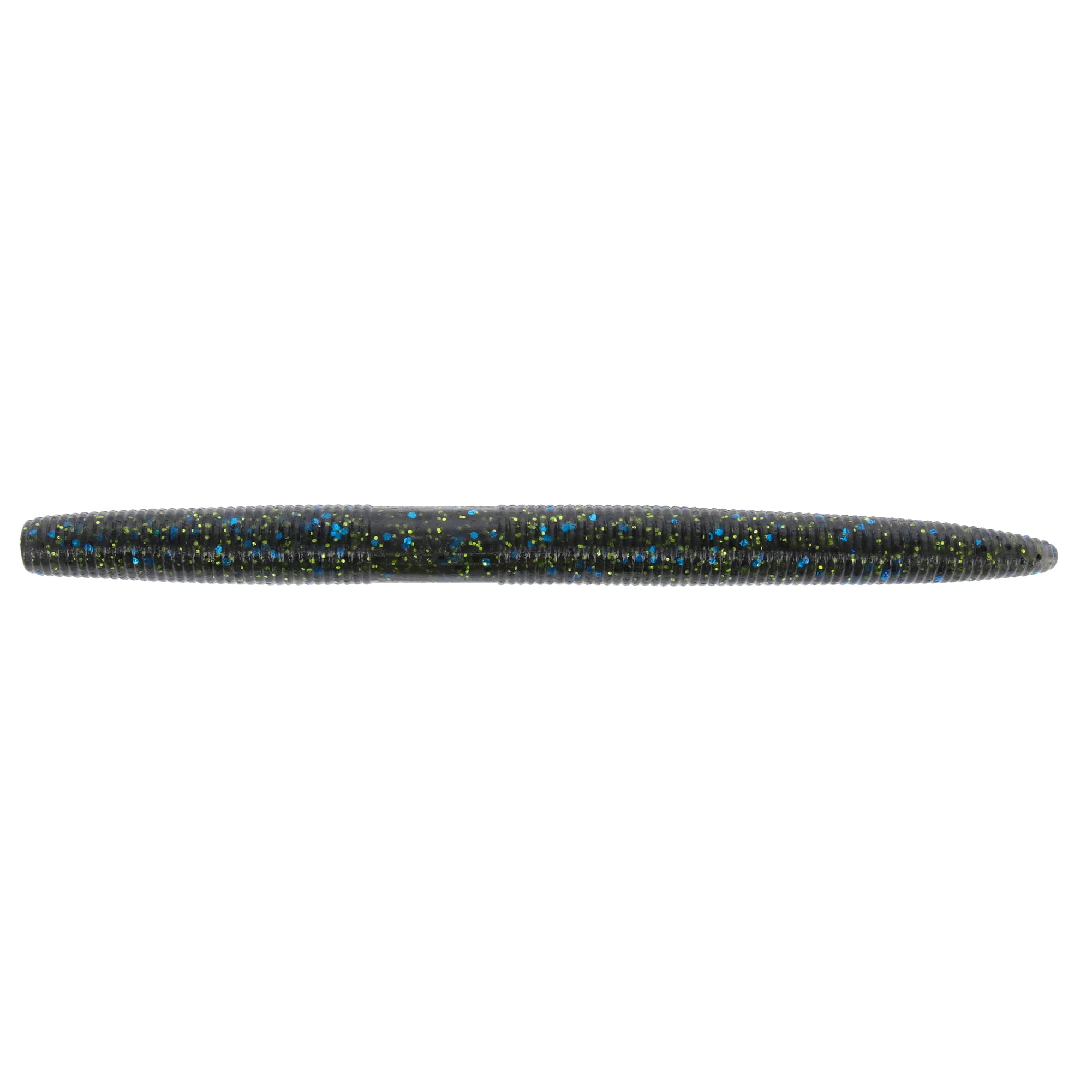 Yamamoto 6-inch Senko Smoke with black-blue-chartreuse flakes, ideal for deeper-water presentations