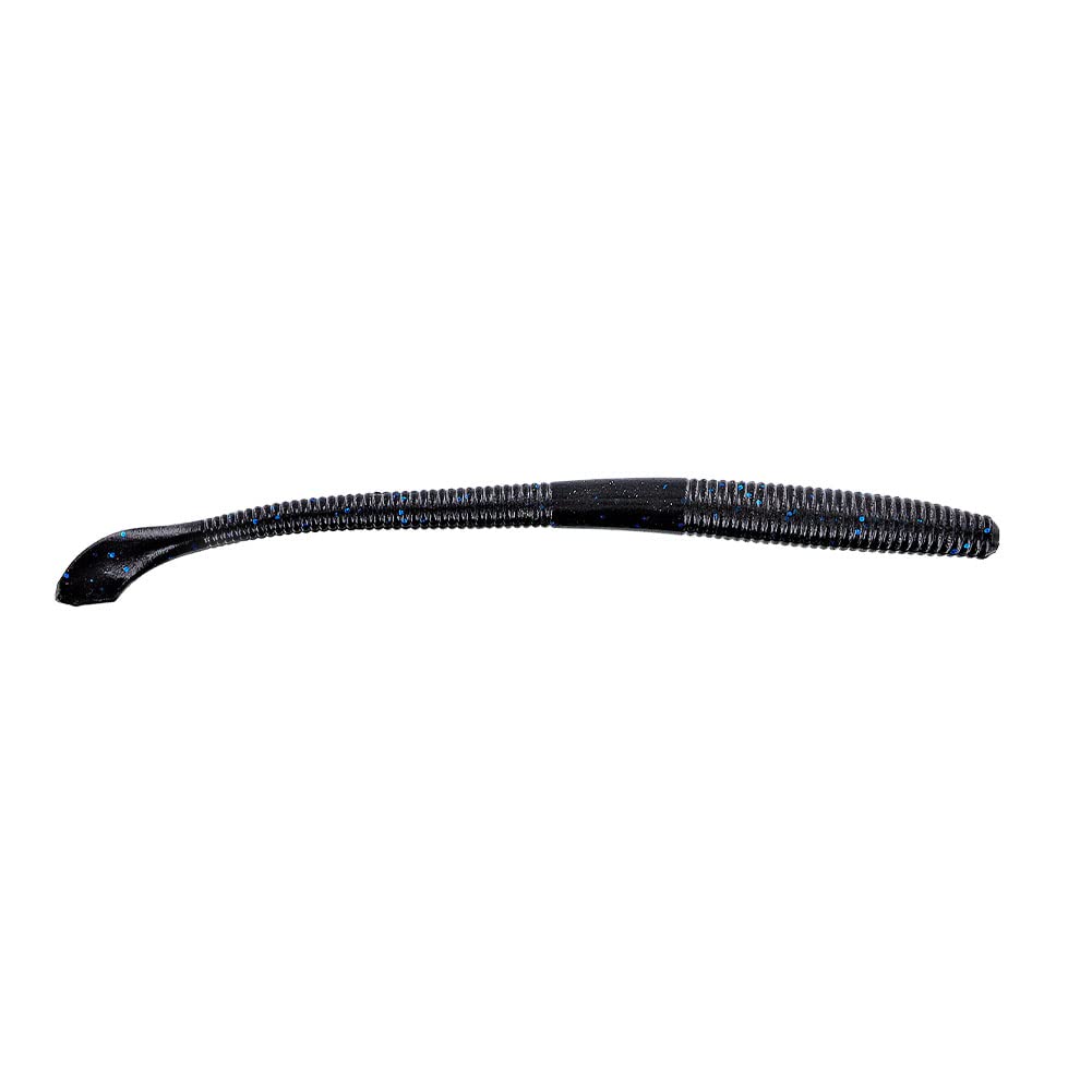 Yamamoto 7.75-inch Kut Tail Worm, Black Blue Flake, ideal for finesse rigs like drop-shot and neko.