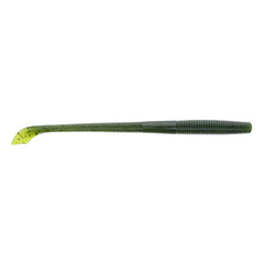 Yamamoto 7.75in Kut Tail Worm Watermelon Pepper side view, flicker action for finesse rigs