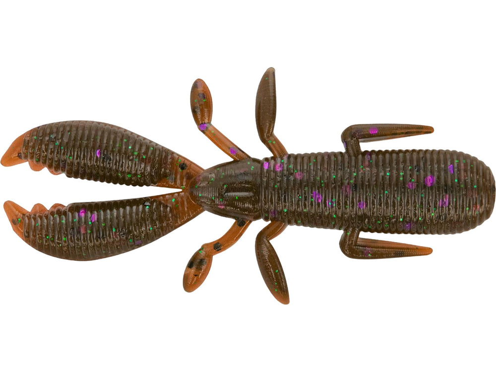 Yamamoto Covert Craw 2.5-inch dark green pumpkin amber lam for finesse fishing versatility.
