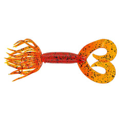 Yamamoto Double Tail Hula Grub Pumpkin Black Flake in action for bass fishing