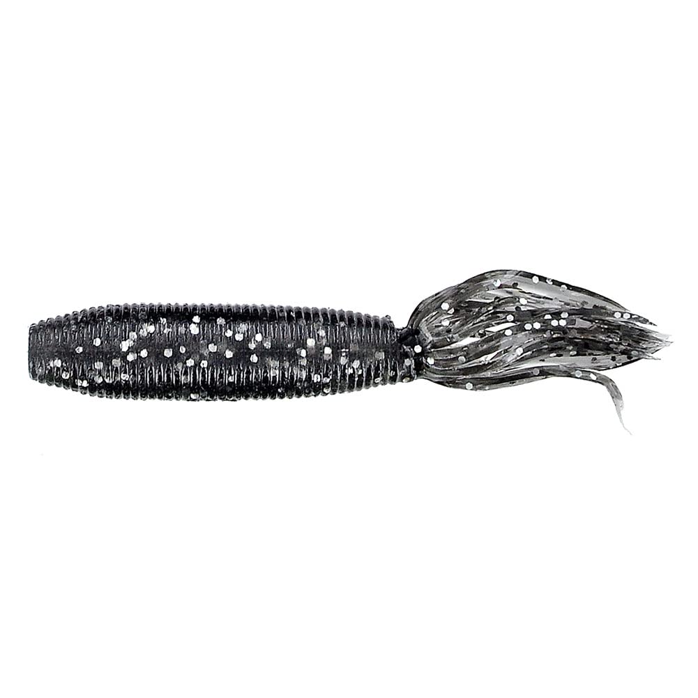 Yamamoto Fat Ika 4-inch Smoke with Large Silver, ideal for precise flipping and bass presentations.