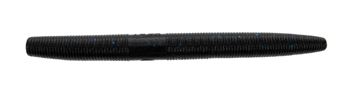 Yamamoto 5-inch Fat Senko in black with blue flake for versatile bass fishing