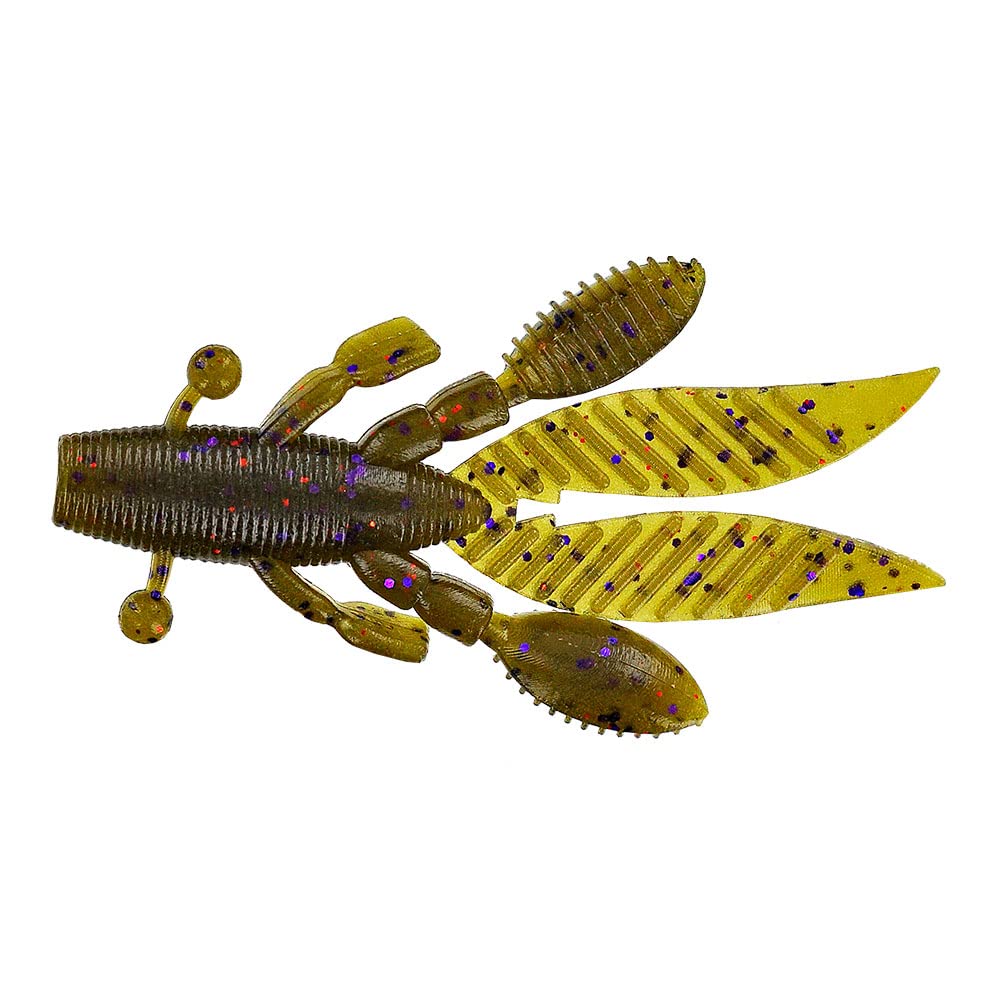 Yamamoto Flappin' Hog green pumpkin with purple copper flake, perfect for flipping into cover.