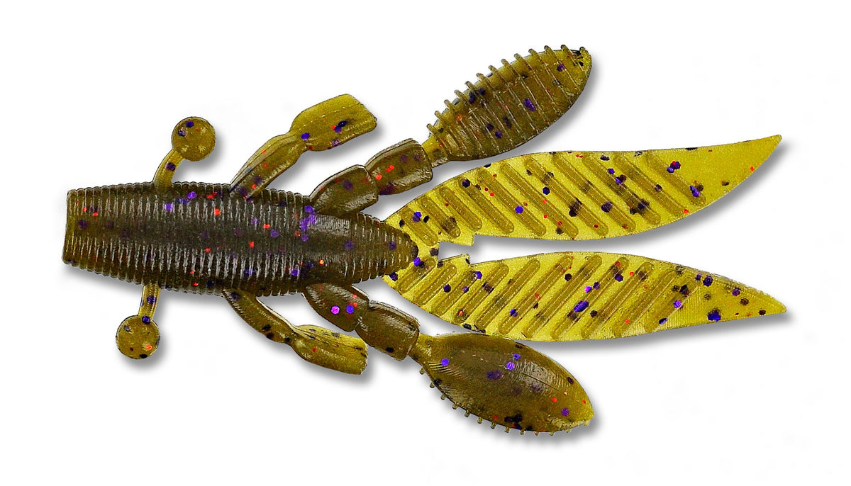 Yamamoto Flappin Hog large green pumpkin purple copper flake, ideal for bass use.