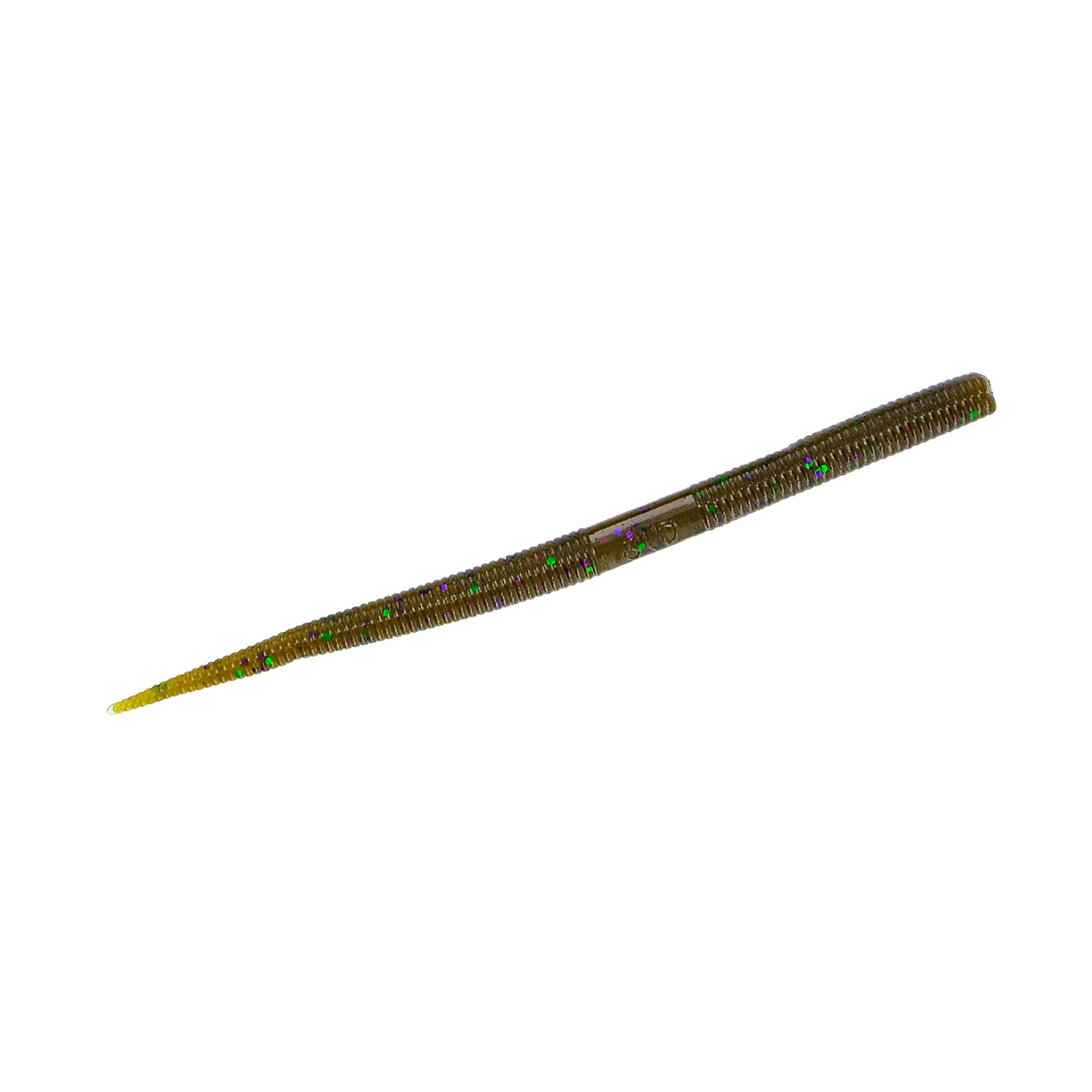 Yamamoto Pro Senko Green Pumpkin with purple flake for shaky head rigs and deep-water finesse.