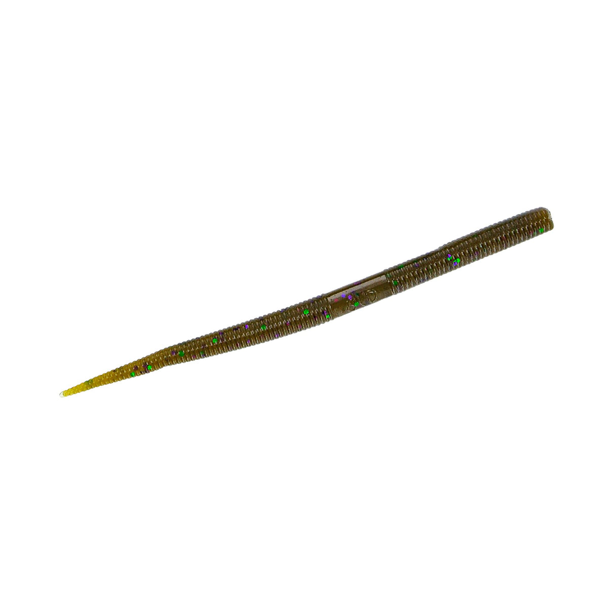 Yamamoto Pro Senko Green Pumpkin with purple flake for shaky head rigs and deep-water finesse.