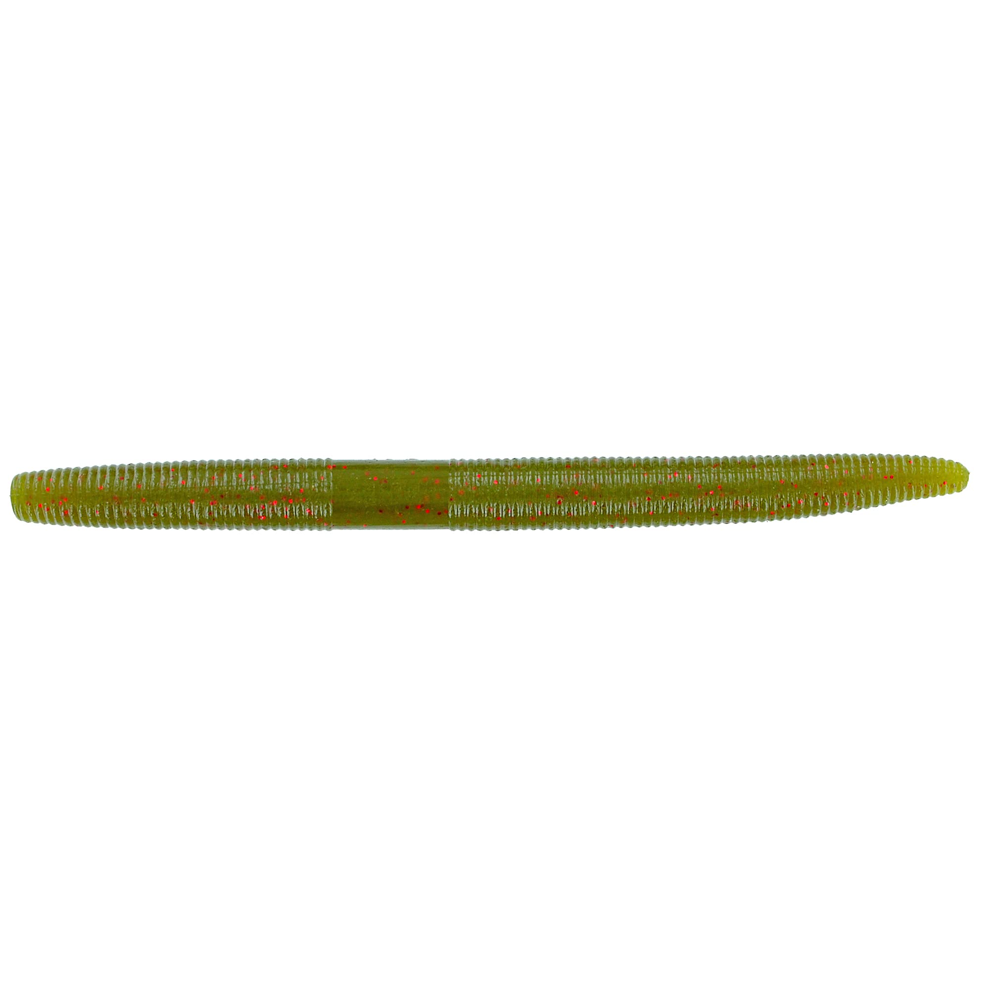 Yamamoto Senko 5in green pumpkin with small red flakes, ideal for versatile freshwater bass fishing