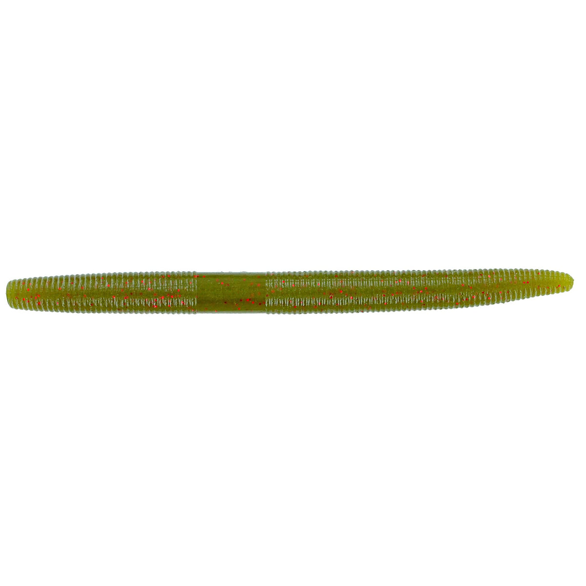 Yamamoto Senko 5in green pumpkin with small red flakes, ideal for versatile freshwater bass fishing