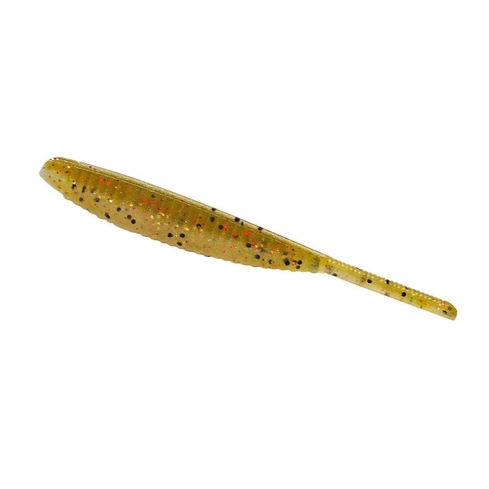 Gary Yamamoto Shad Shape Worm in Perch color for realistic drop-shot bass presentations.