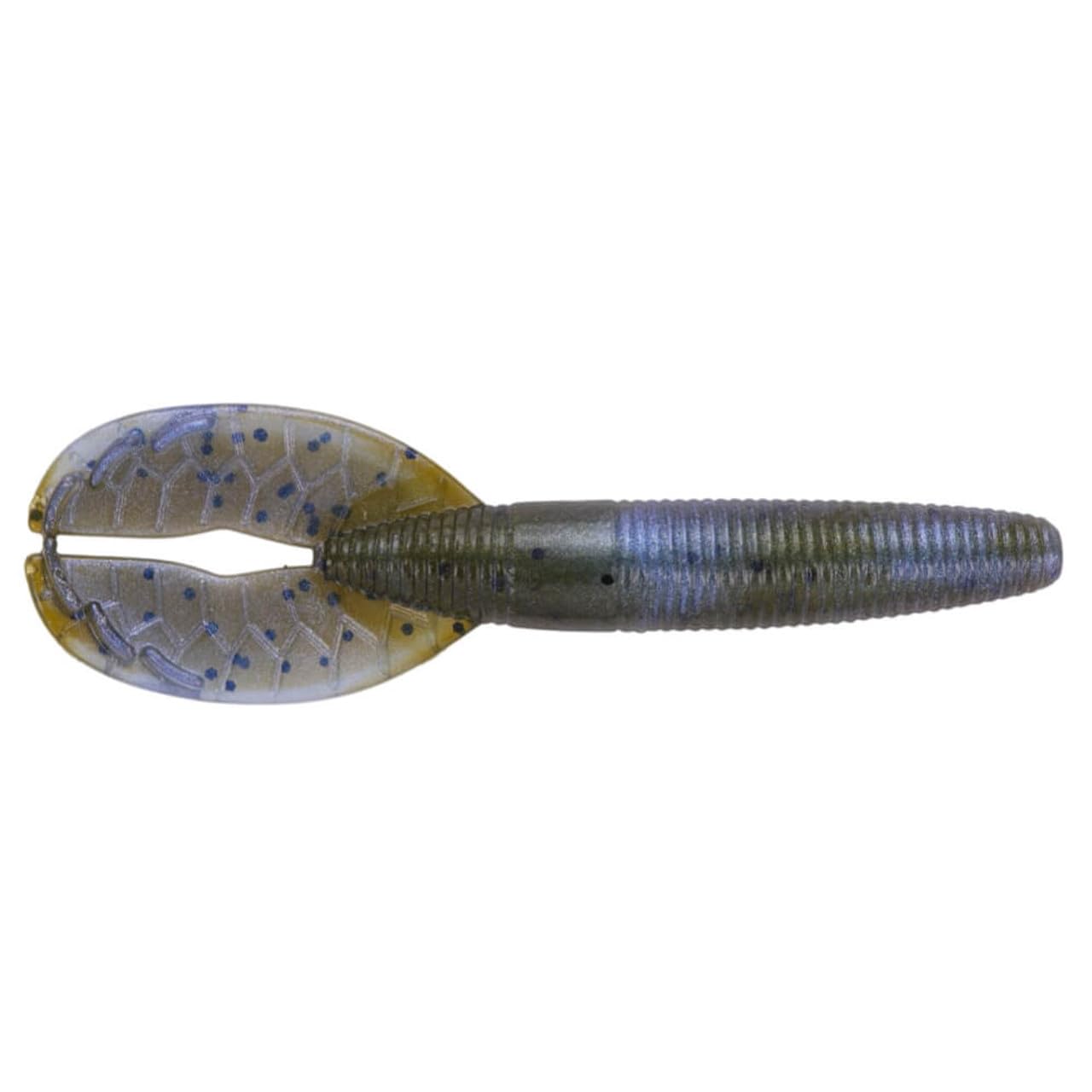 Yamamoto Shinobi Grub 3.5 inch Blue Craw with lifelike kicking action to attract bass.