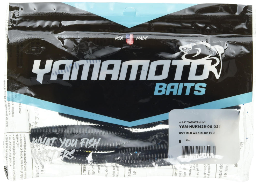 Yamamoto Yamatanuki 4.25-inch heavy soft plastic close-up with blue flakes for fast sinking
