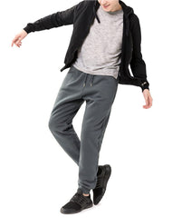 Yameekamulga fleece-stretch sweatpants back view emphasizing clean lines and insulated warmth.