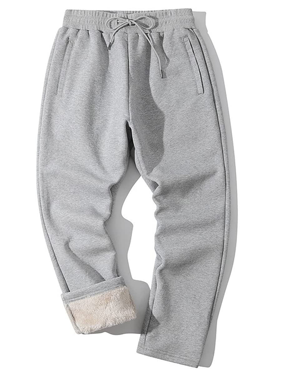 Yameekamulga fleece stretch sweatpants front view highlights insulated warmth for cold days.