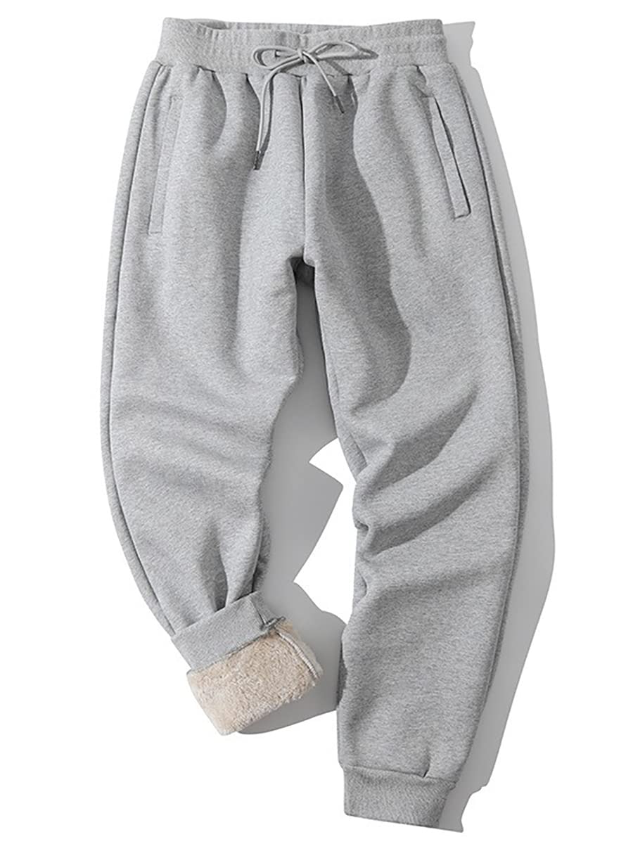 Yameekamulga fleece-stretch sweatpants front view showing easy pull-on comfort for daily wear.