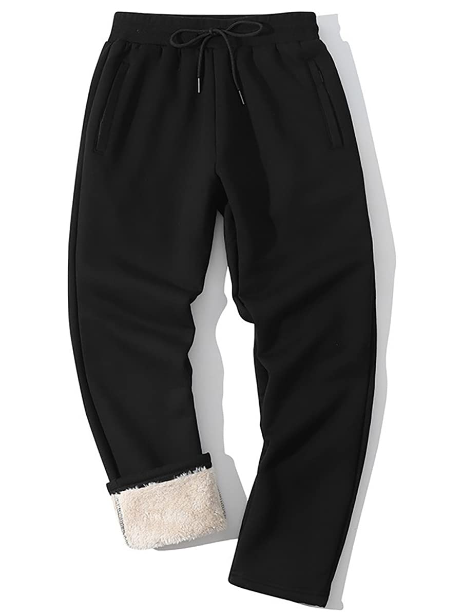 Yameekamulga Sherpa-Lined Active Sweatpants front view showing winter warmth and fit