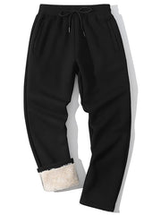 Yameekamulga Sherpa-Lined Active Sweatpants front view showing winter warmth and fit
