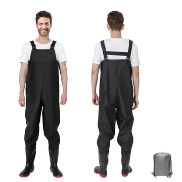 Yaoyao Land fishing waders with boots, clear view of integrated boot design for all-day comfort.