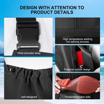 Yaoyao Land waders packaging shows size options for a comfortable men's fit.