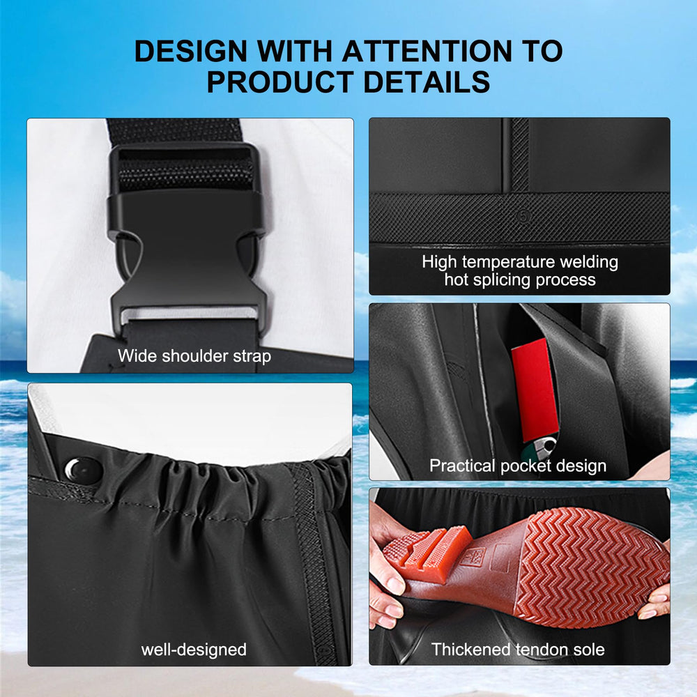 Yaoyao Land waders packaging shows size options for a comfortable men's fit.