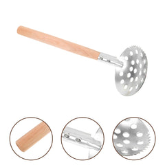 Yardwe ice fishing scoop with a 13.4-inch wooden handle for leverage.