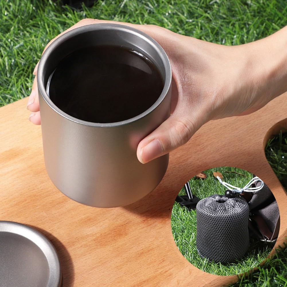 Yaregelun portable titanium cup easy to carry for camping or office use.