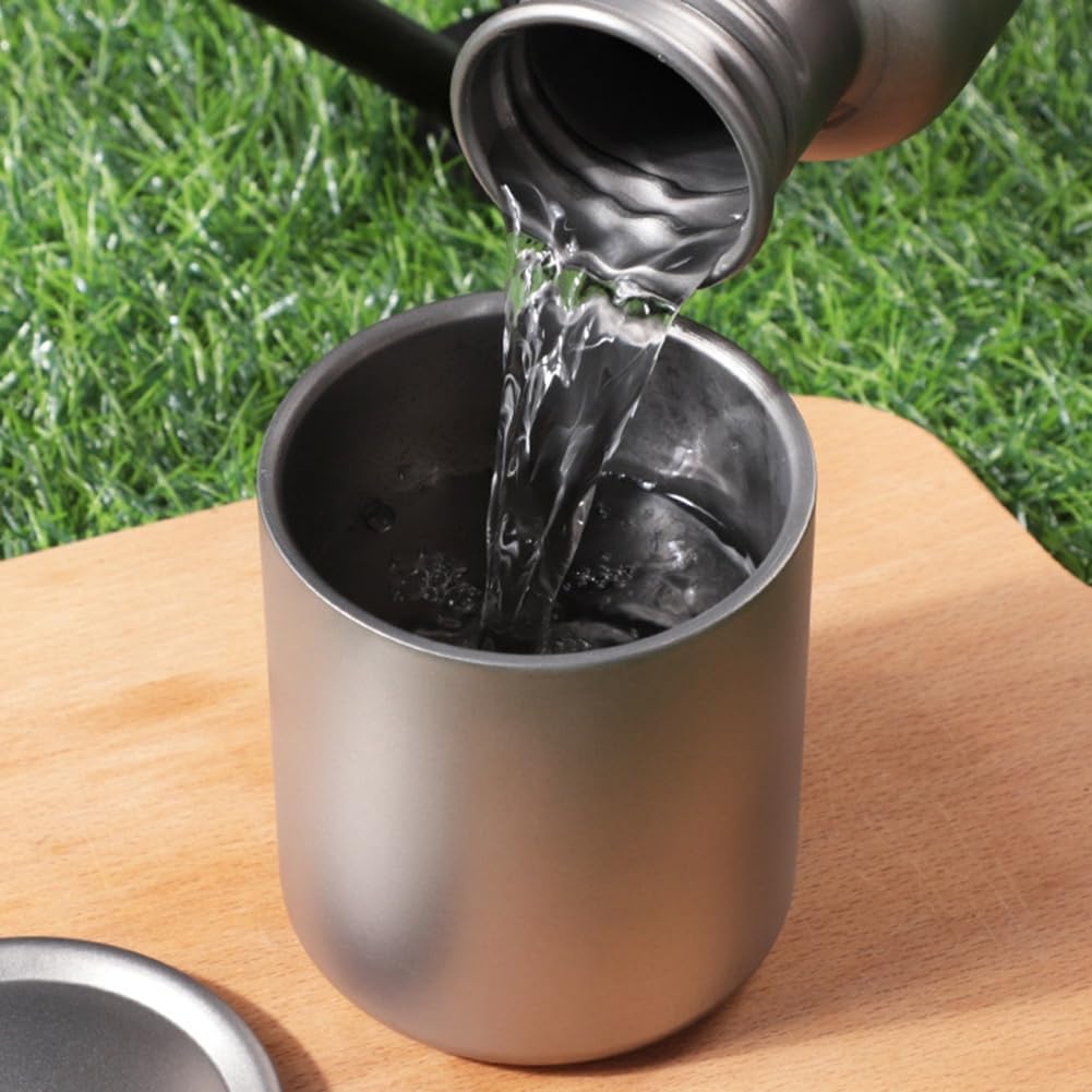 Yaregelun titanium water cup without lid highlighting a lightweight, portable design.
