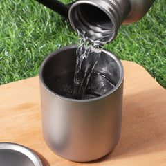 Yaregelun titanium water cup without lid highlighting a lightweight, portable design.