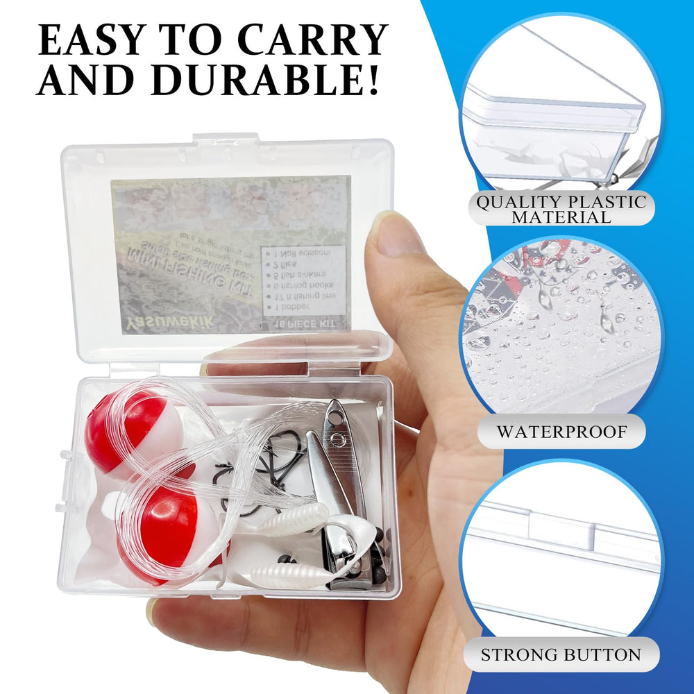 Nail clippers, fishing line and tackle inside kit