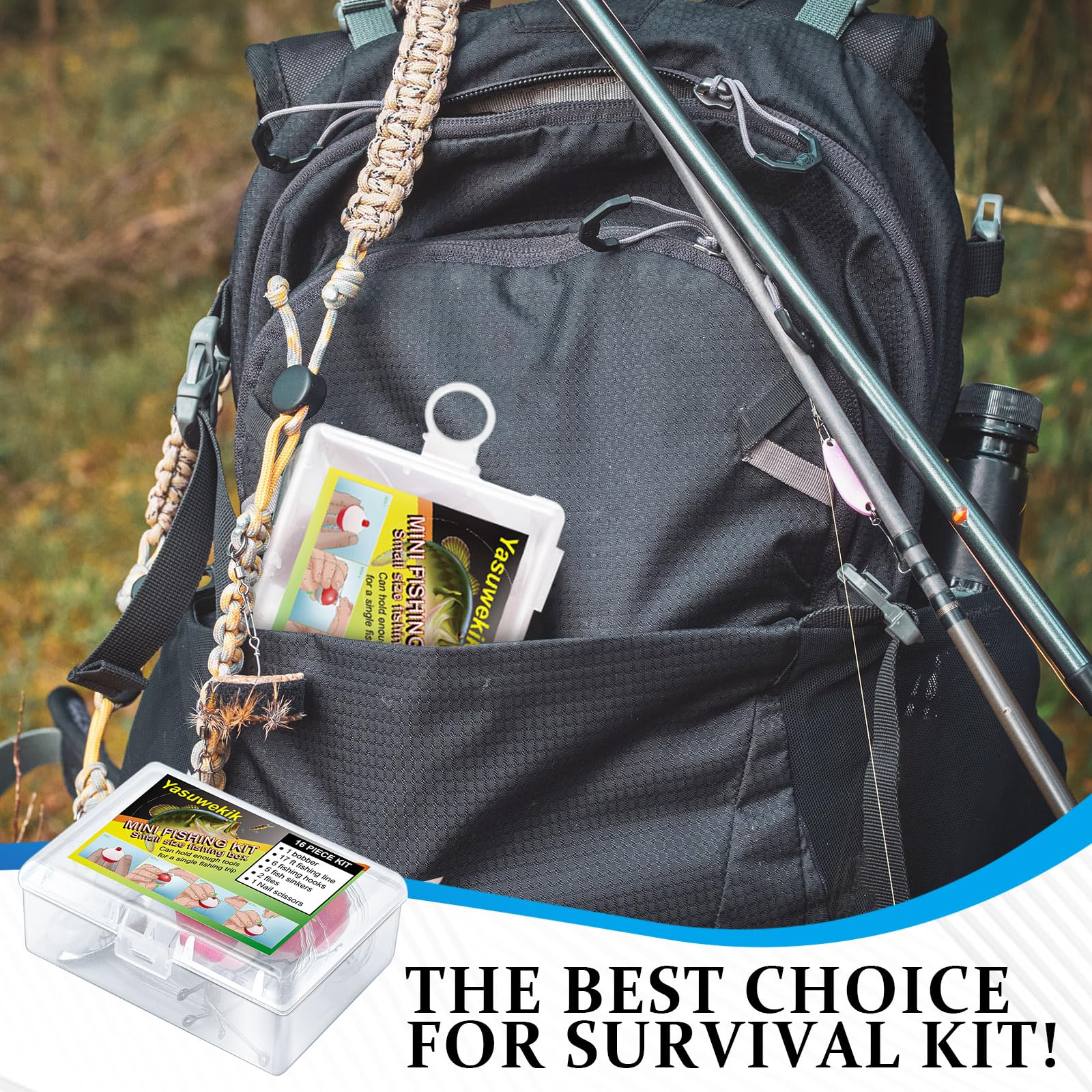 Gift-ready mini fishing kit suitable as stocking stuffer