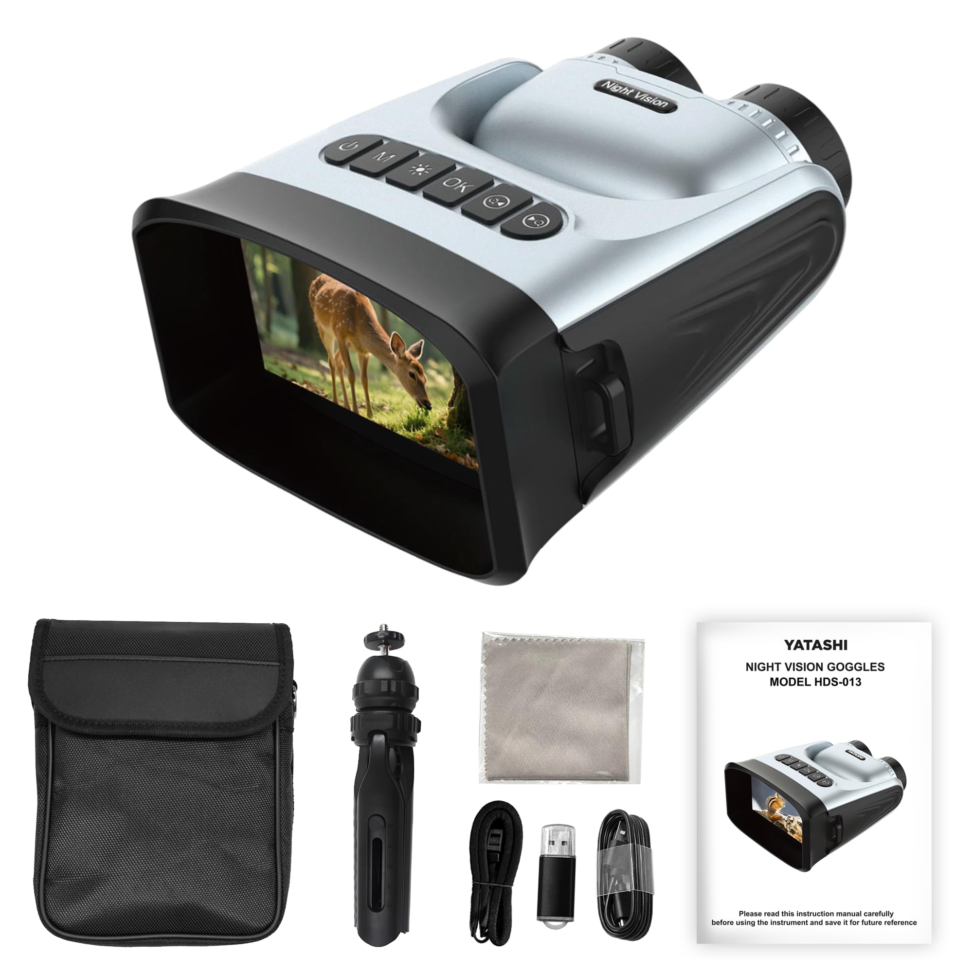 Yatashi 4K Night Vision Goggles IPS screen close-up for day-to-night viewing clarity