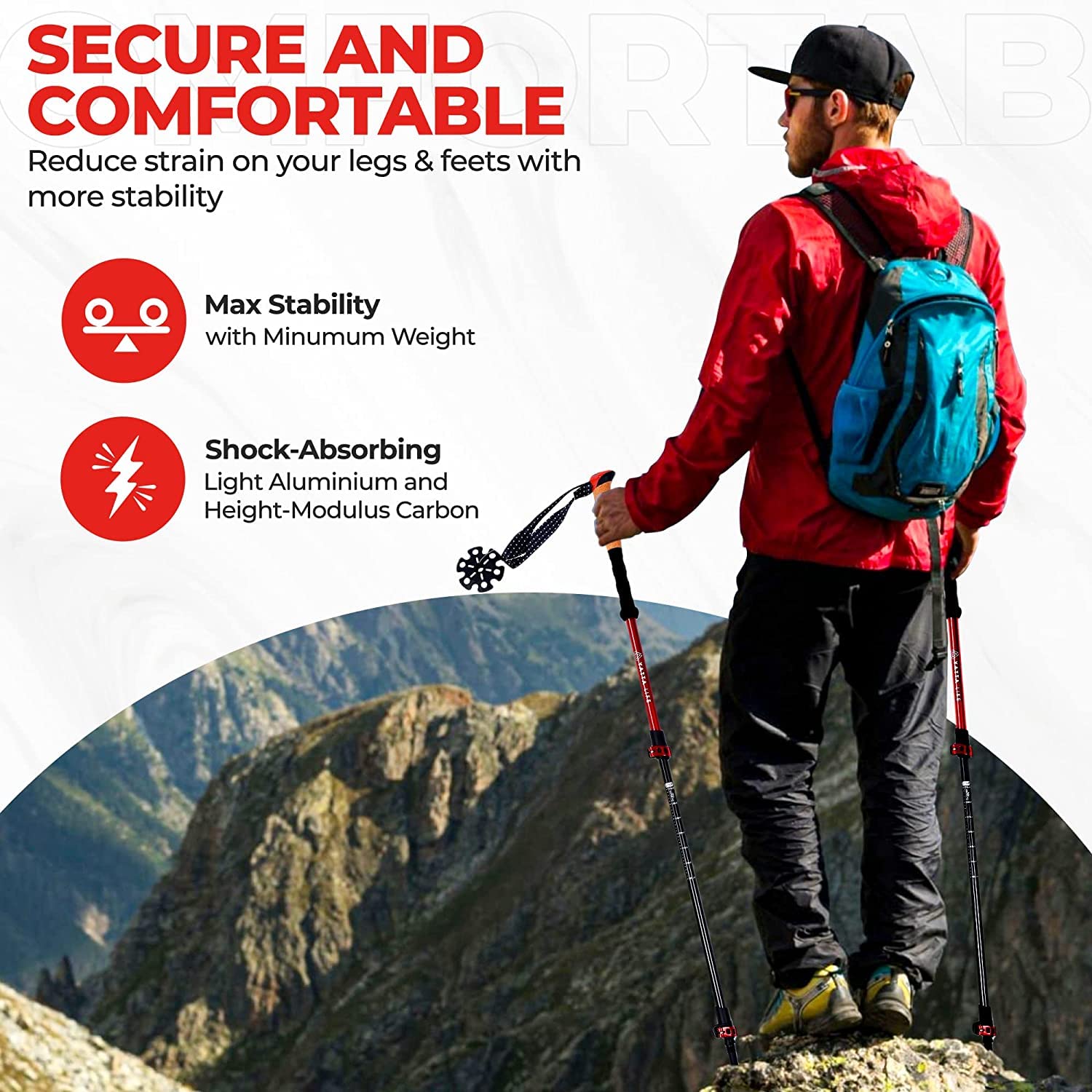 Yatta Life Adventure Pro trekking poles folded for easy travel and storage