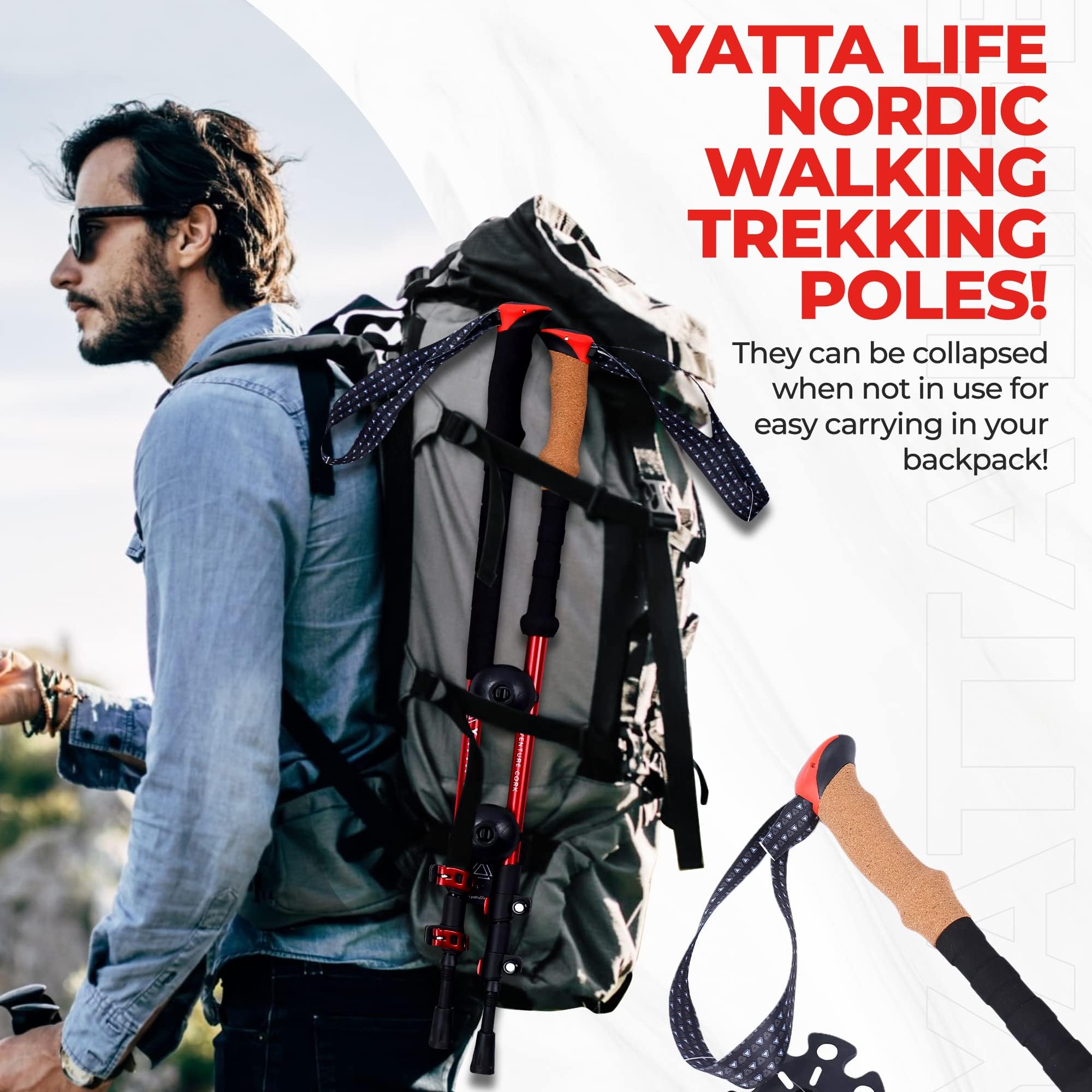 Yatta Life lightweight trekking poles ideal for travel and day hikes