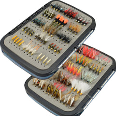 YAZHIDA flybox with nymphs and wet flies for quick river setups.