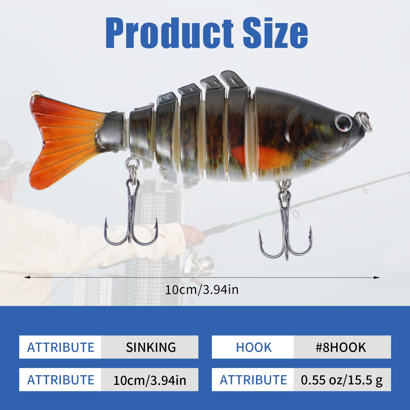 YBEATY 4-piece lures side view highlighting jointed design