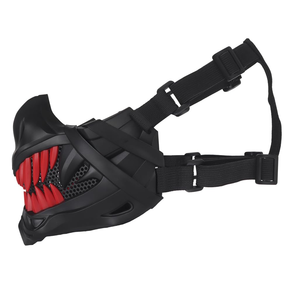 YBJMSFA mask features adjustable strap and two-layer design for comfortable wear.