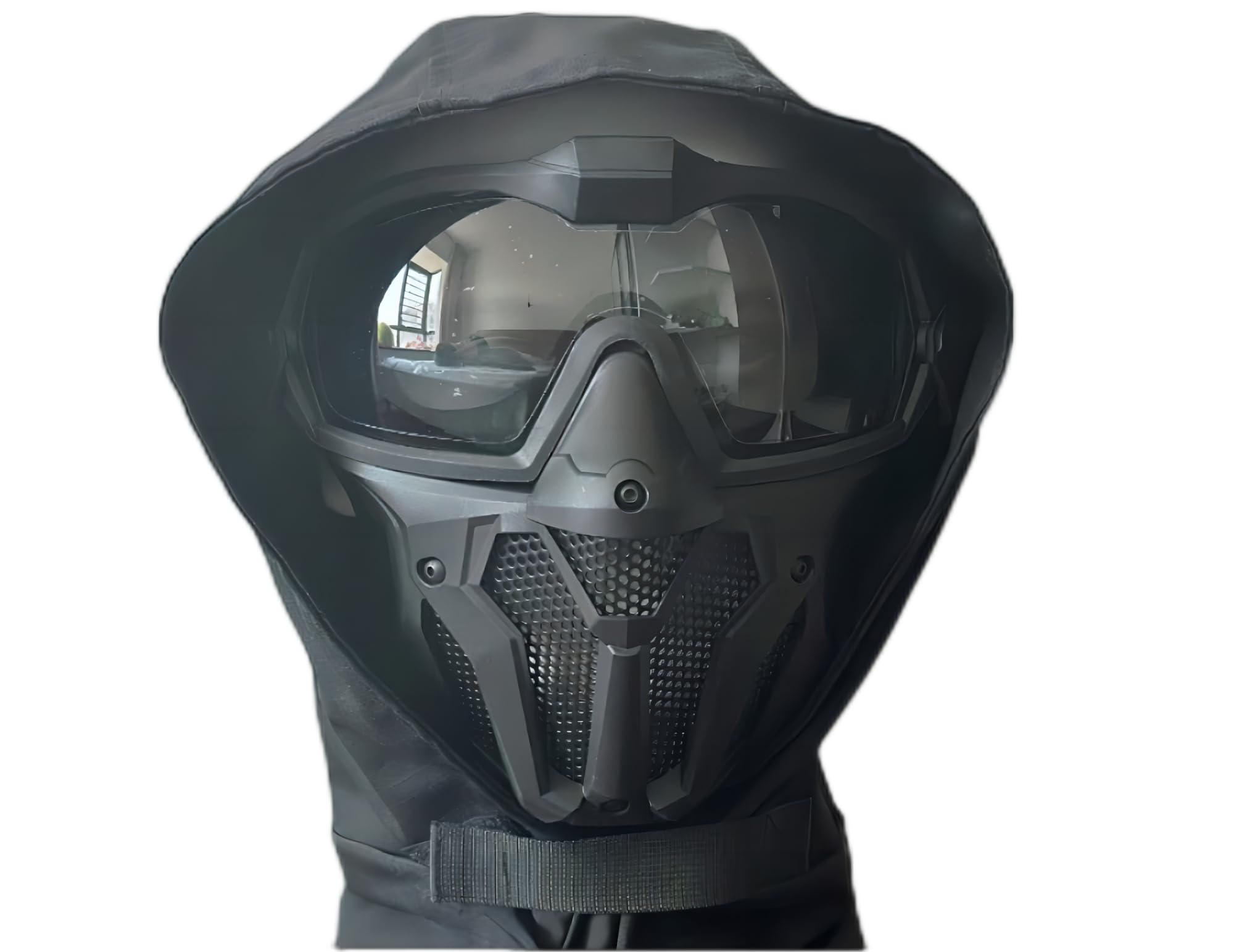 YBJMSFA full-face mask with goggles for enhanced protection and clear visibility during airsoft.