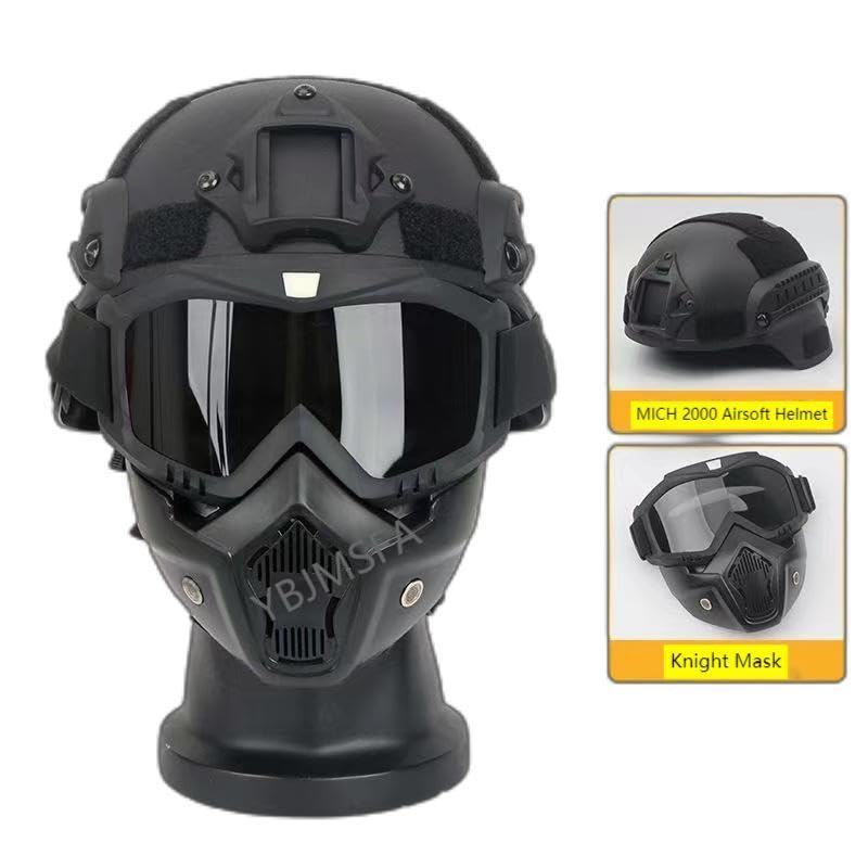 YBJMSFA MICH airsoft mask front view with breathable protection.