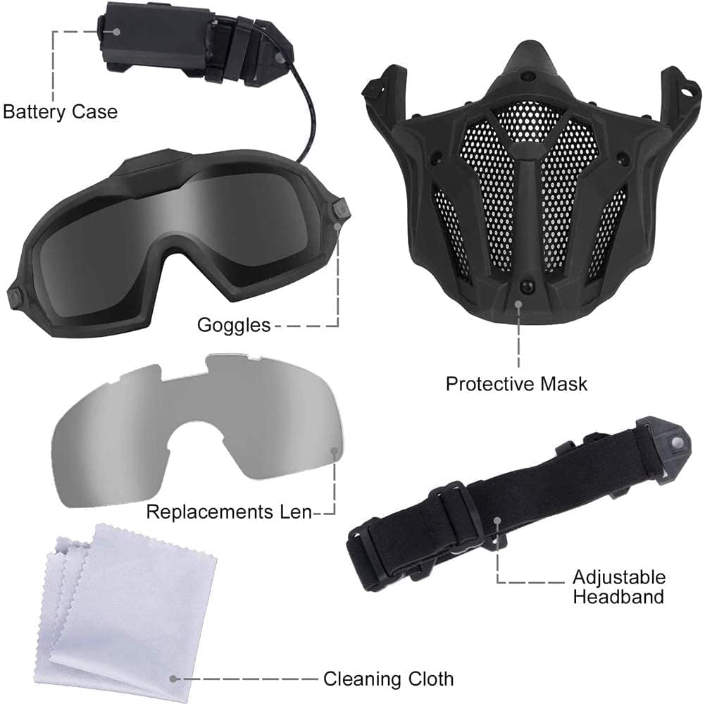 YBJMSFA mini fan system provides improved airflow and reduced lens fog.