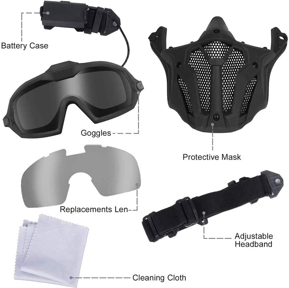 YBJMSFA mini fan system provides improved airflow and reduced lens fog.