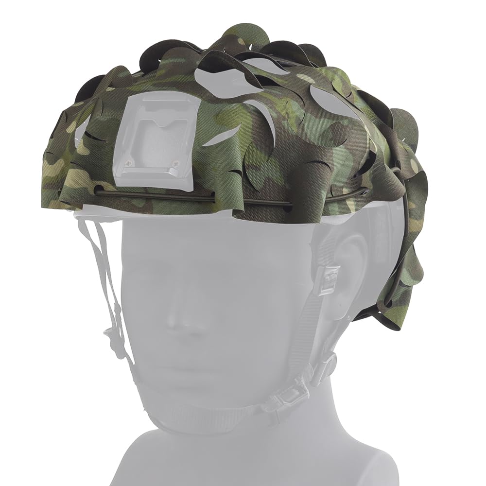 YBJMSFA tactical fast helmet cover front view showing camo mesh for stealth and comfort